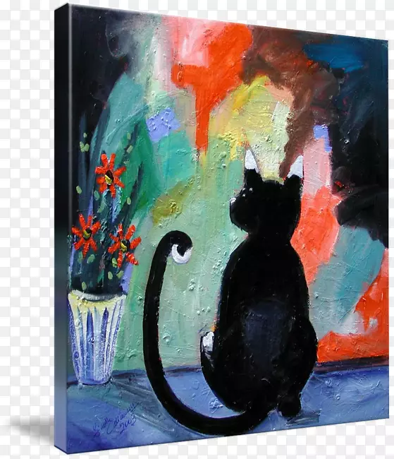 黑猫现代艺术丙烯酸漆画-画猫