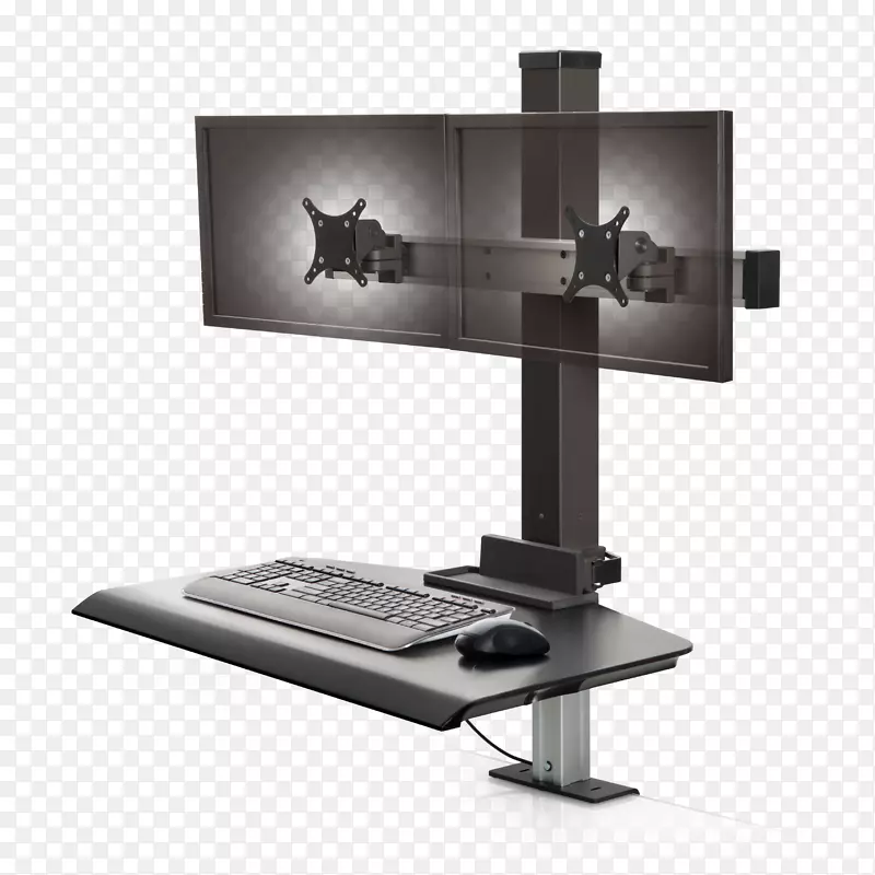 坐立办公桌站立式台式电脑显示器多台电脑