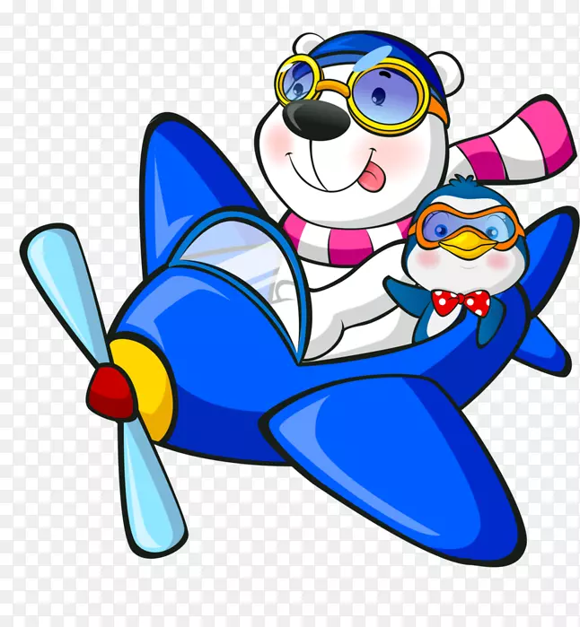 北极熊飞机卡通片艺术北极熊