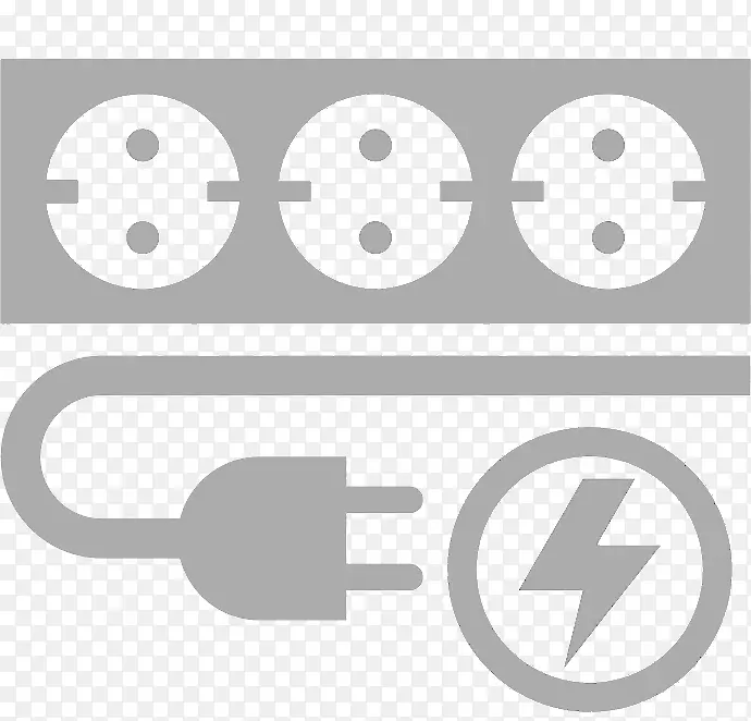交流电源插头和插座计算机图标摄影.闪电