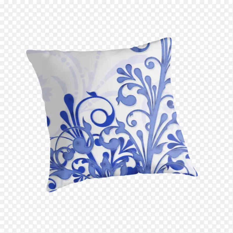 抛枕头垫长方形-蓝色抽象花