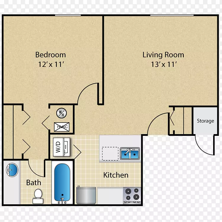 弯树式公寓、卧室、平面图、浴室-树形平面图