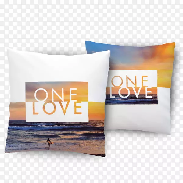 靠垫扔枕头冲浪，加州海滩-爱情枕头