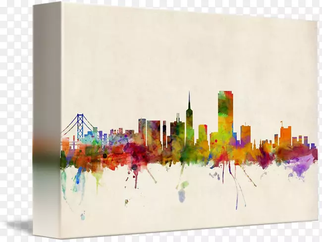 旧金山帆布版画画廊包装艺术-旧金山天际线
