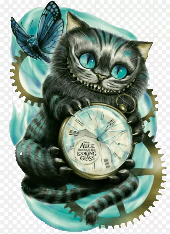 爱丽丝在仙境中的历险，透过镜中的柴郡猫艺术-柴郡猫爱丽丝梦游仙境