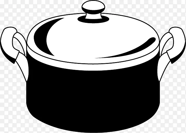 黑色和白色炊具夹艺术烹饪锅