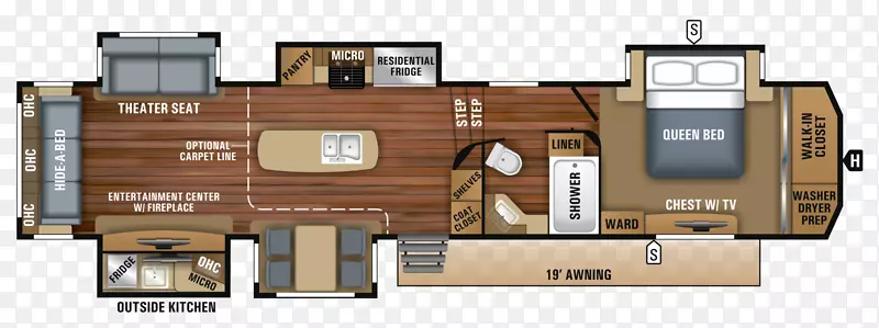 Campervans Jayco公司第五轮联轴器商队平面图-房屋