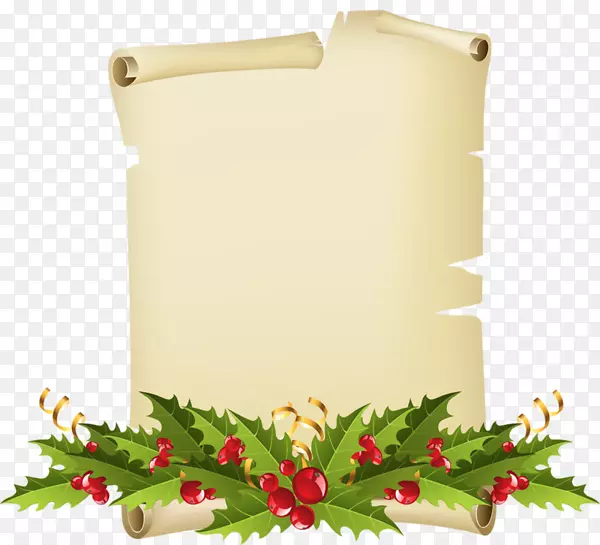 纸制羊皮纸槲寄生普通冬青夹艺术-圣诞节