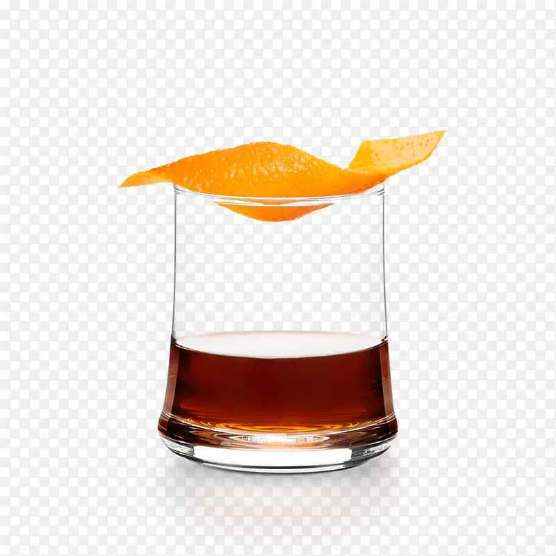 鸡尾酒装饰老式玻璃新格罗尼橙汁饮料-时尚食谱