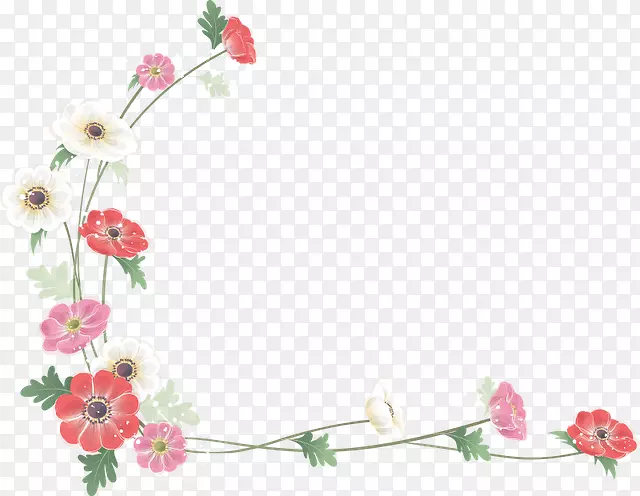 水彩画边框花水彩画写实花卉