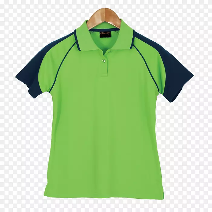 马球衫t恤袖子网球马球背绿色