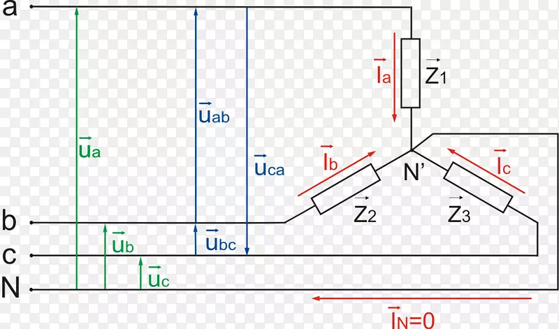 Conexión Estrella trin古洛电位差电负载交流三相电力角