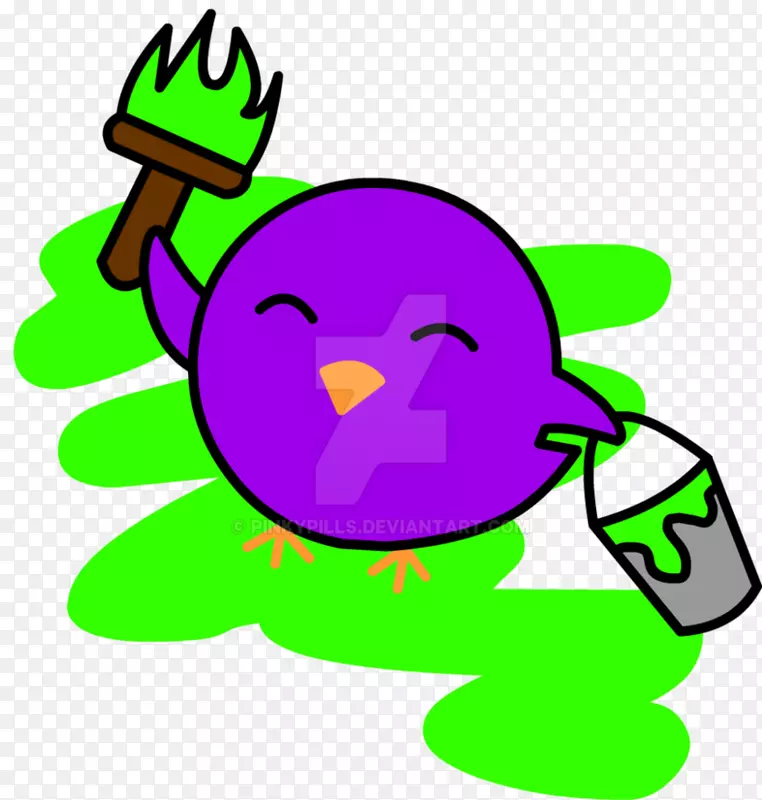 绿叶鸟嘴夹艺术-紫色婴儿