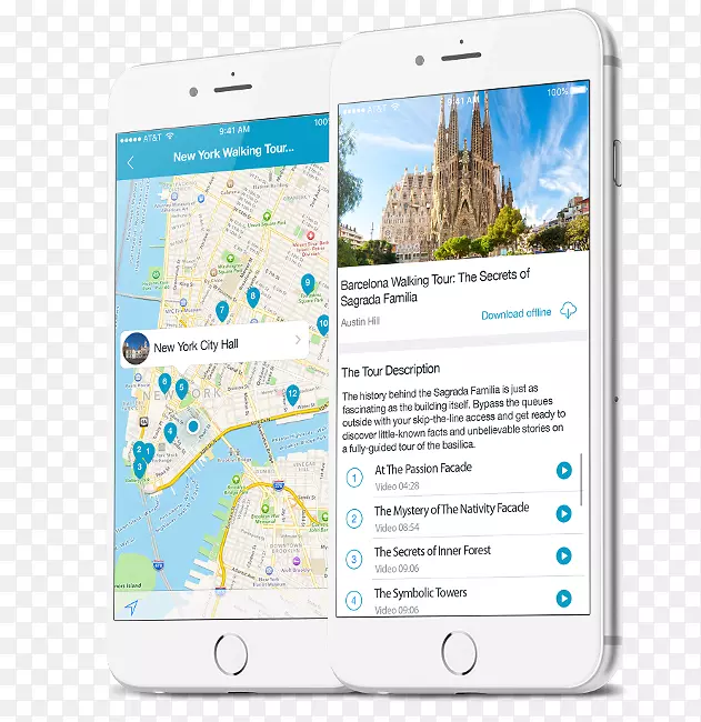 智能手机旅游Sagrada Família-移动导航页面