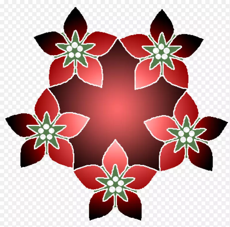 花瓣圣诞装饰花卉设计对称图案设计