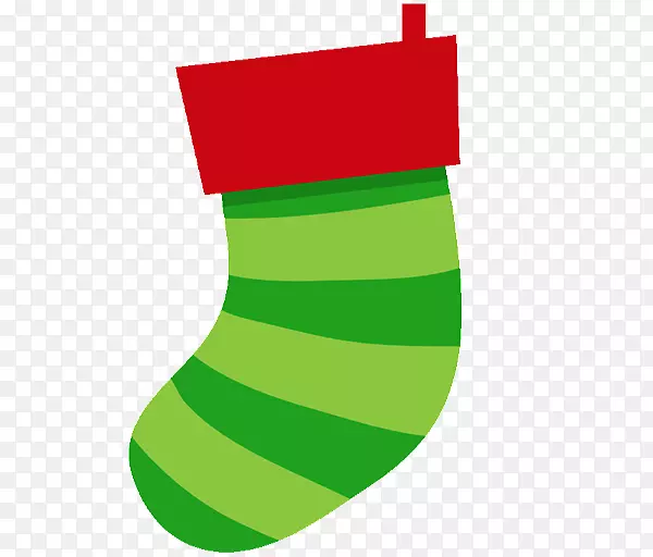 圣诞装饰品绿色圣诞长袜.水彩圆点