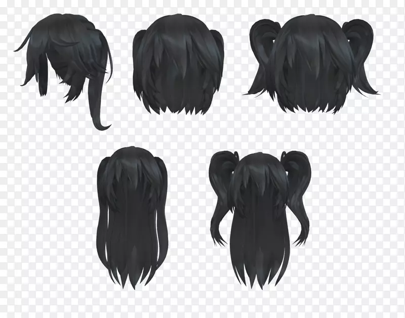 黑发猪尾发型长发
