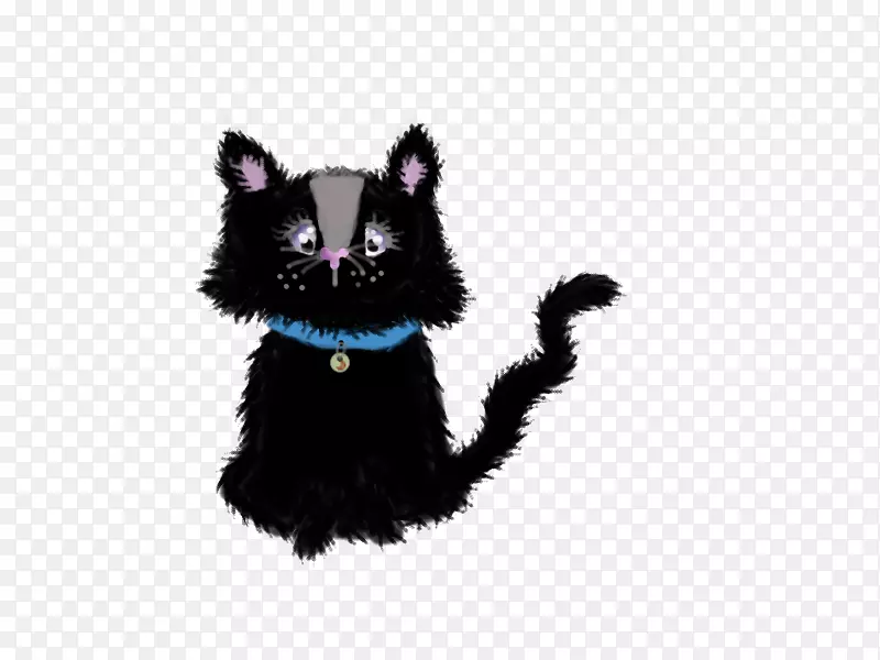 黑猫小猫须毛星水彩