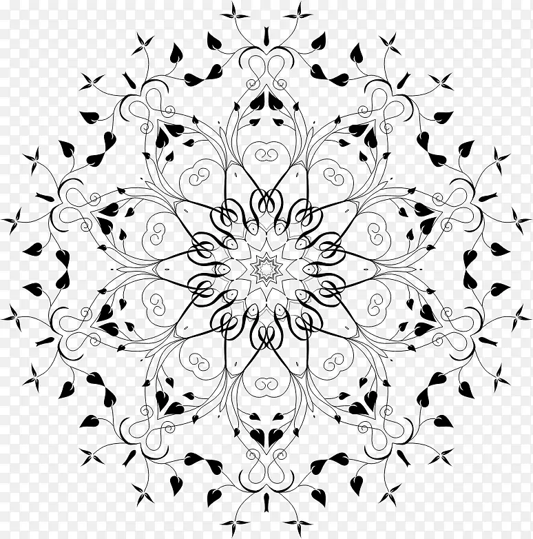花卉设计白色对称图案设计