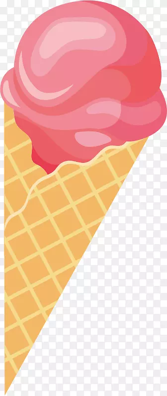 那不勒斯冰淇淋草莓冰淇淋锥-冰淇淋
