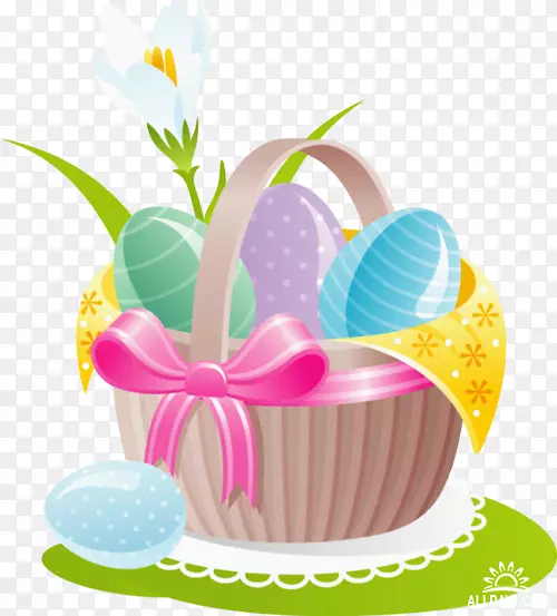 复活节兔子篮子复活节彩蛋剪贴画-复活节