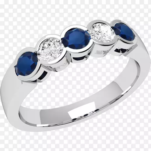 蓝宝石耳环订婚戒指永恒戒指蓝宝石