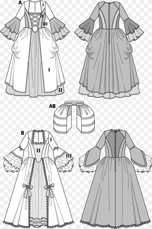布尔达式连衣裙缝制简约图案维多利亚风格