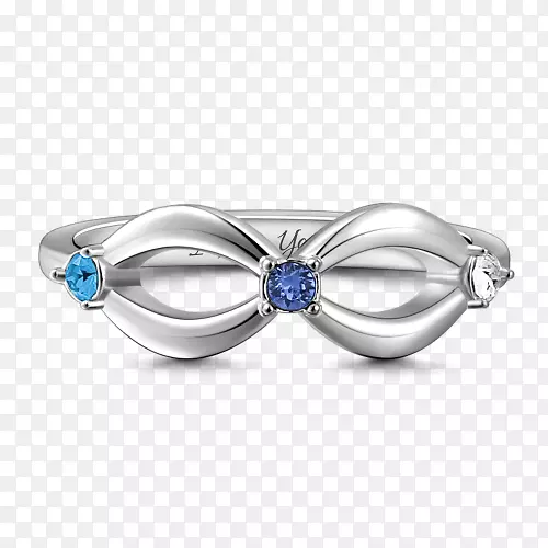 蓝宝石结婚戒指白金永恒戒指一对戒指