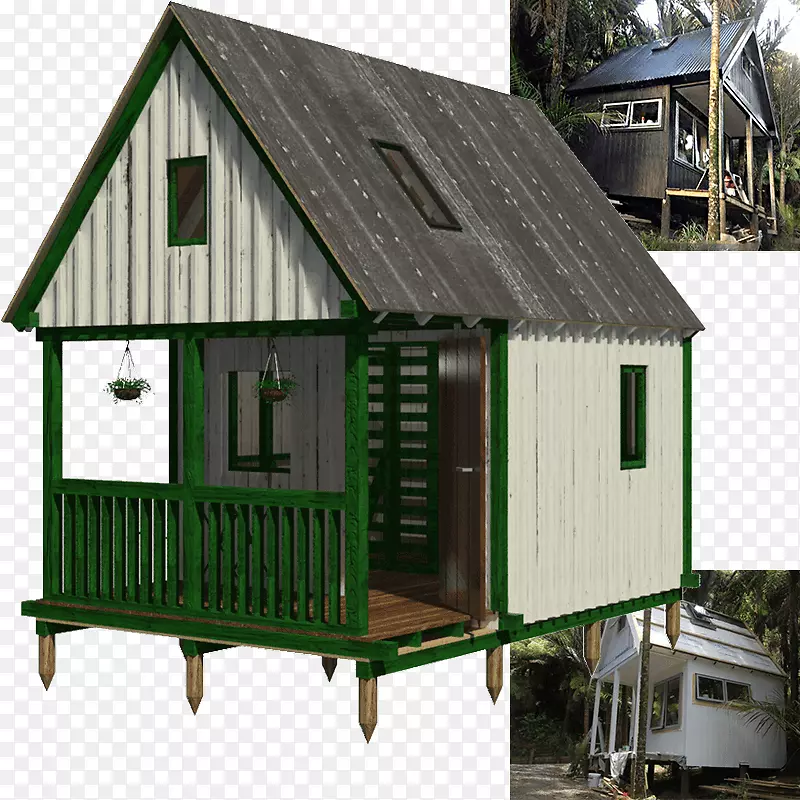 小房子移动屋顶建筑原木小屋
