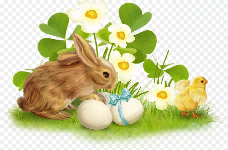 复活节兔子家庭兔子复活节彩蛋-复活节