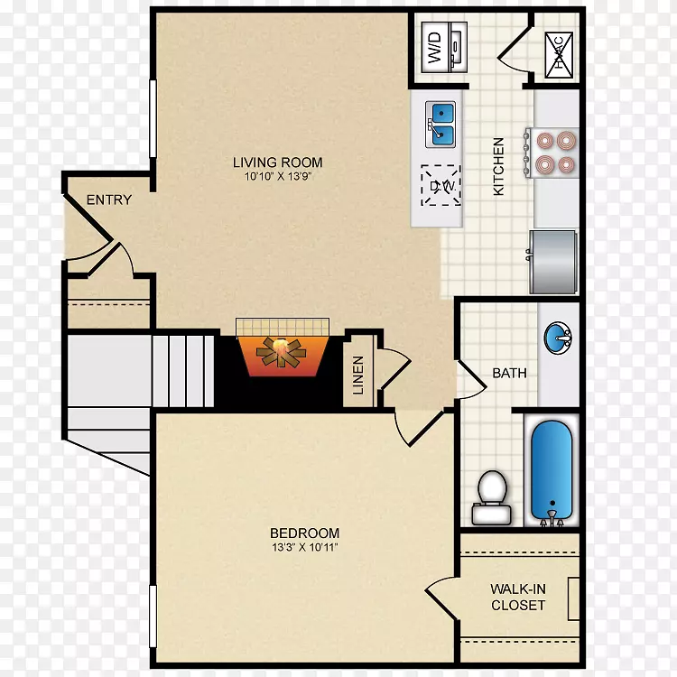 沃特福德广场公寓室内设计服务.室内平面图