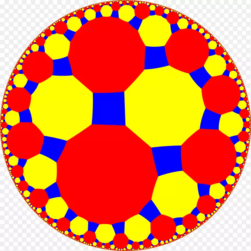 双曲平面圆中的镶嵌圆、正多边形、双曲几何、均匀倾斜