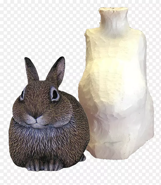 家养兔动物木雕-兔子