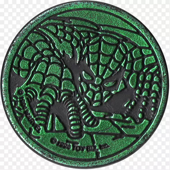 绿色符号硬币有机体图案-符号