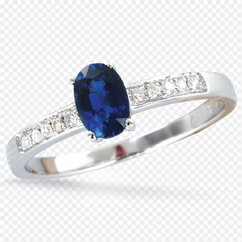 蓝宝石订婚戒指蓝色结婚戒指蓝宝石