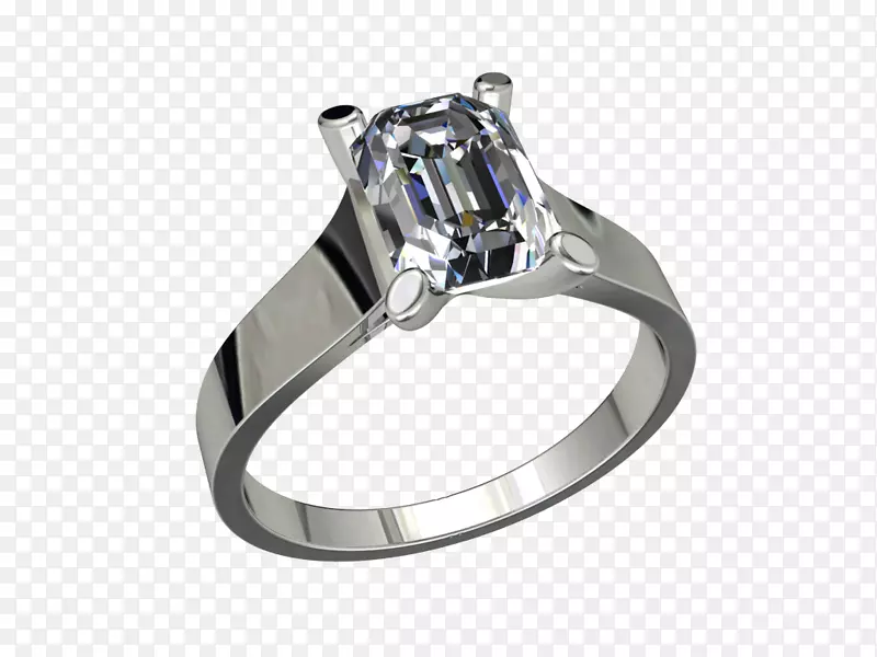 珠宝结婚戒指银白金珠宝模型