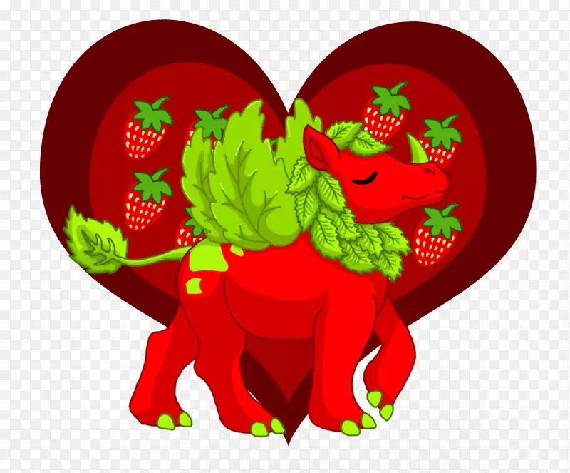 彩色线条艺术-艺术卡通-喜爱草莓的狮子