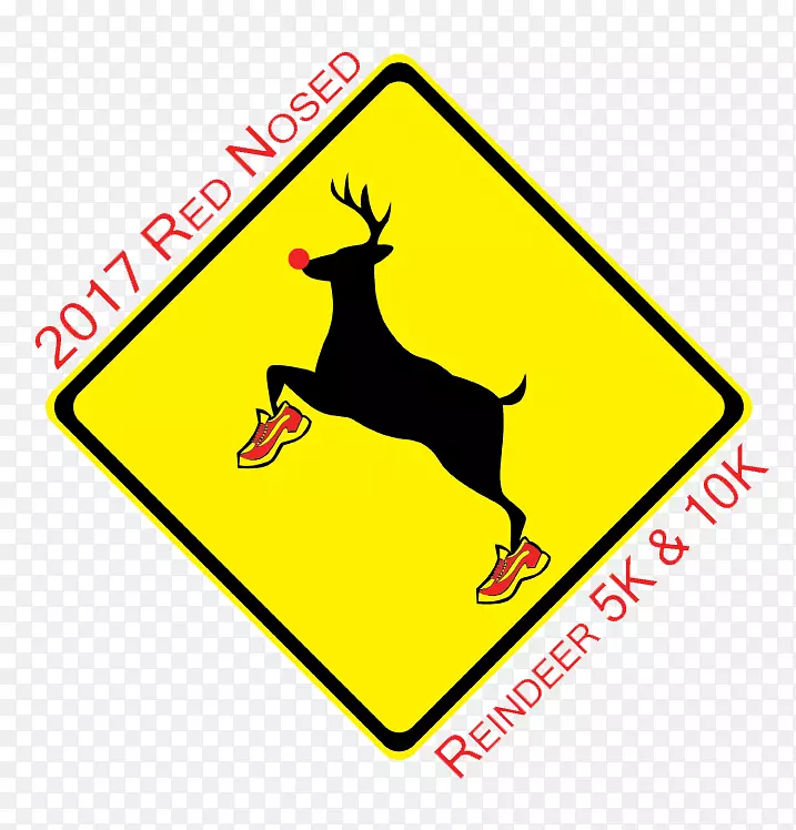 白尾鹿交通标志-鹿警示牌