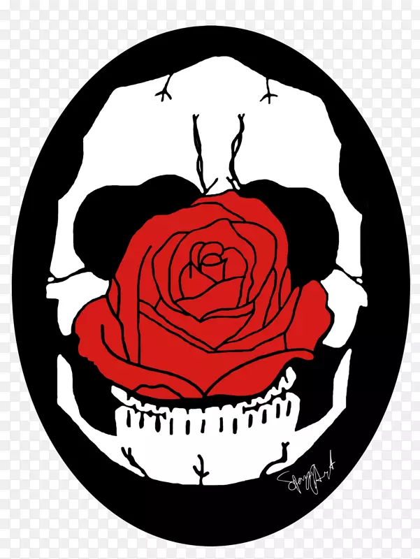 花园玫瑰艺术人类头骨象征-玫瑰
