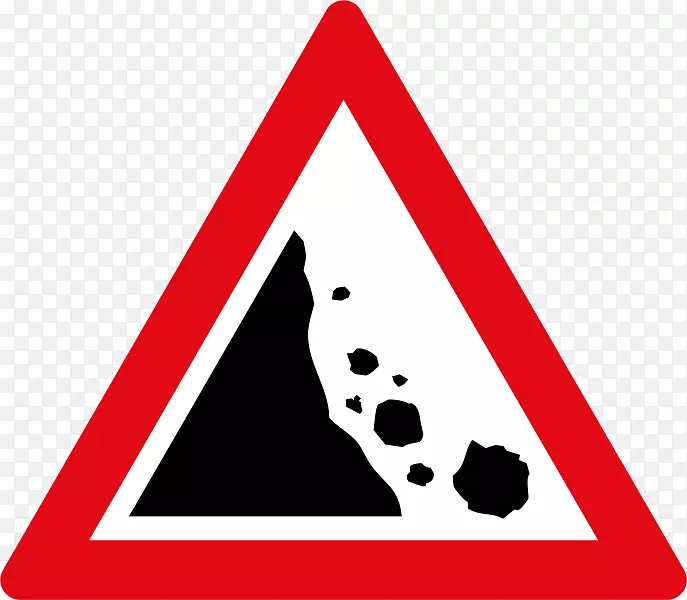 交通标志山体滑坡警告标志岩石