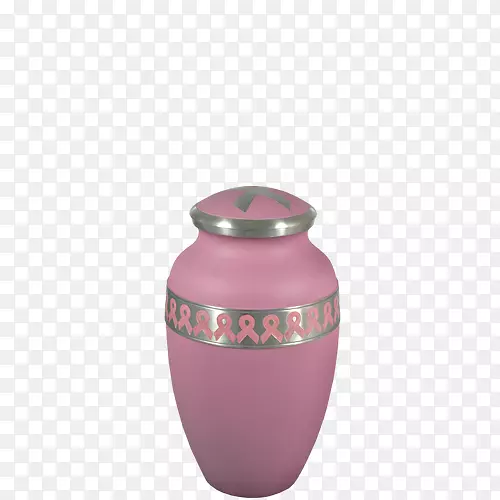 白钨丝花瓶粉红丝带火葬-花瓶