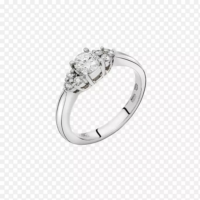 银结婚戒指身饰钻石银