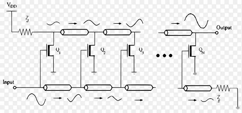 分布式放大器级联增益电路设计.行波天线