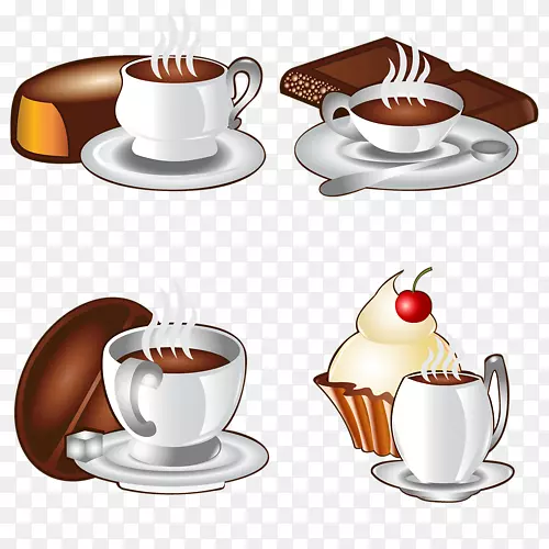 咖啡杯浓咖啡茶巧克力蛋糕-咖啡