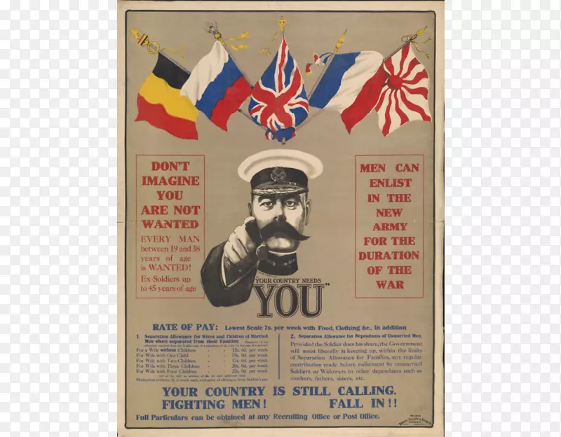 第一次世界大战魔王基奇纳要你1910年的海报摄影-英国