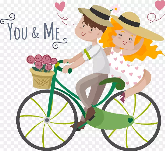 一对骑自行车的情侣