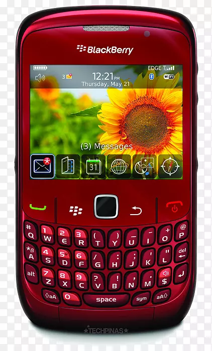 黑莓曲线9300智能手机Qwerty黑莓曲线8520-曲线红色