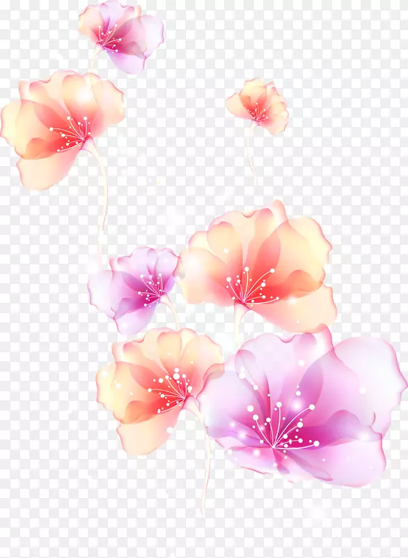 粉红花卉设计剪贴画-фиолетовыецветы