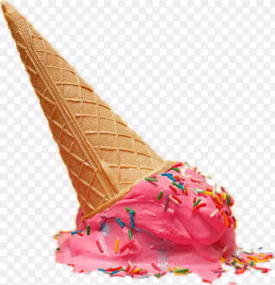 冰淇淋圆锥形贴纸-冰淇淋融化