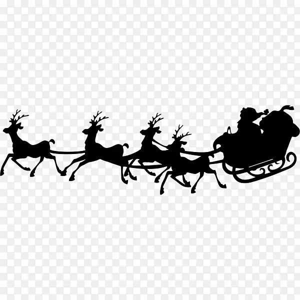 圣诞老人剪影雪橇剪贴画-圣诞老人